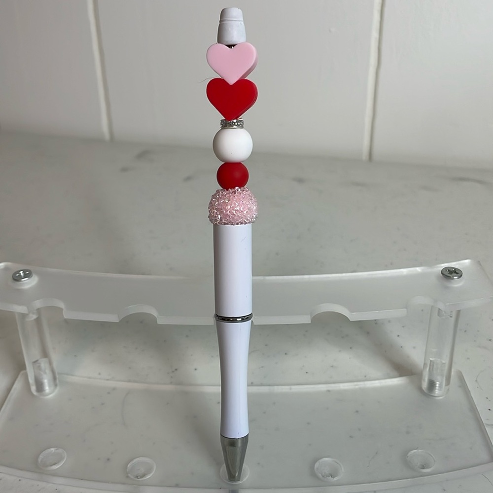 Pink And Red Heart Pen